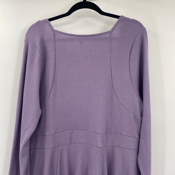 Torrid Waffle Knit Mini Dress Long Sleeve Skater Fit & Flare Scoopneck Purple 2X - Picture 5 of 9